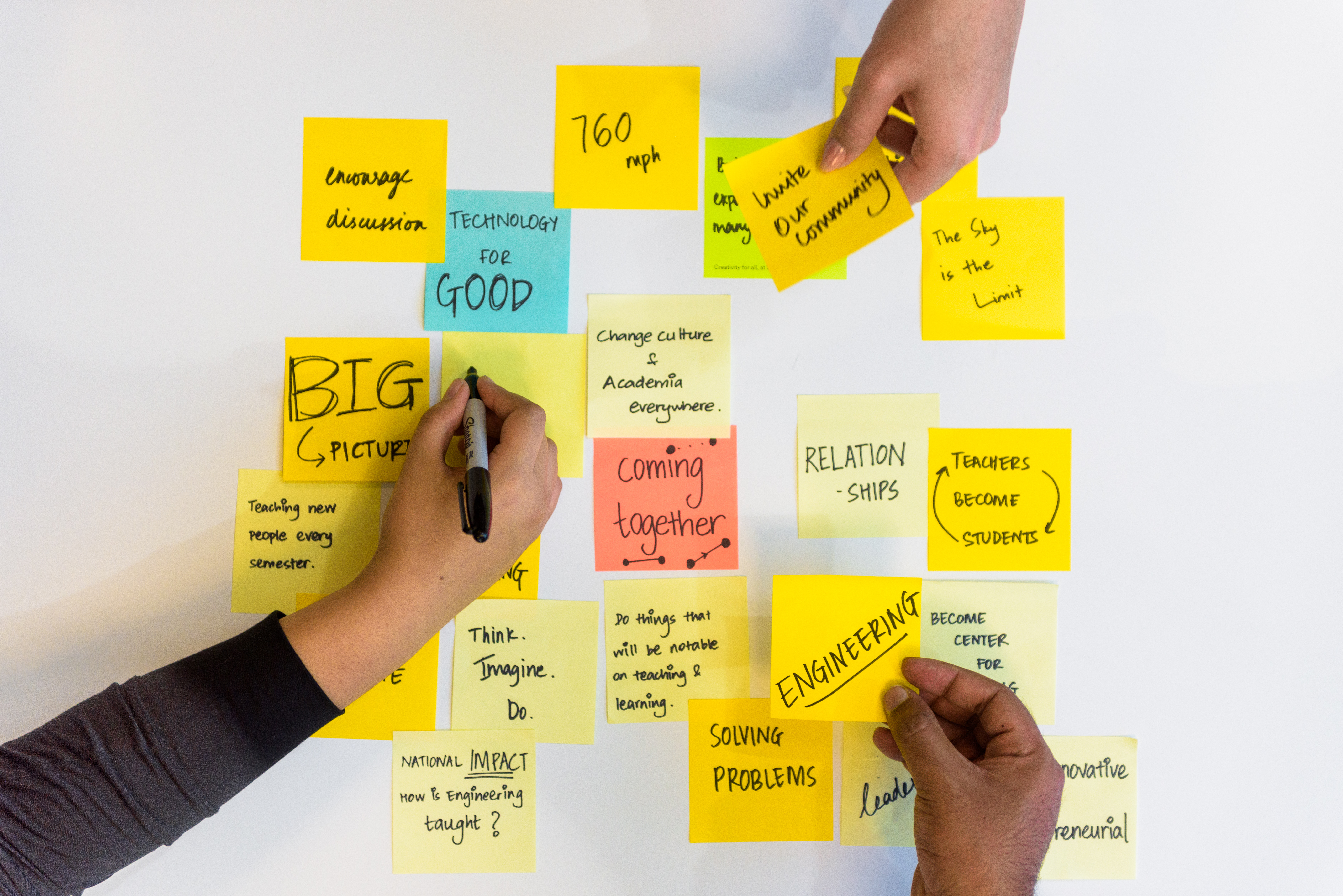 sticky notes on a whiteboard